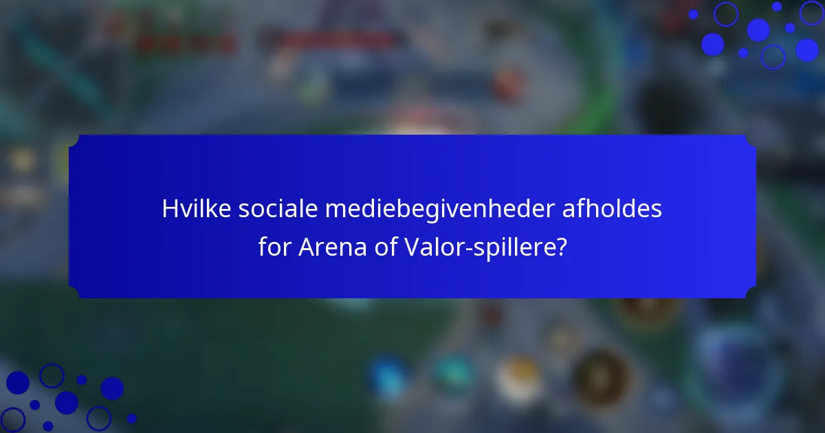 Hvilke sociale mediebegivenheder afholdes for Arena of Valor-spillere?
