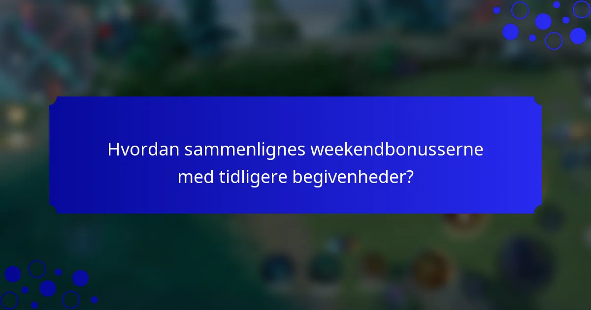 Hvordan sammenlignes weekendbonusserne med tidligere begivenheder?